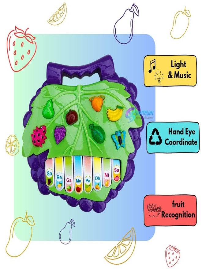 GoldiMec Musical Piano for Kids - Fruit Keyboard Musical Toys - Piano Fruit Keyboard, Sound & English Learning Toys for Kids , Electronic Fruit Piano Keyboard Toy ,Grapes (Green) - Image 2